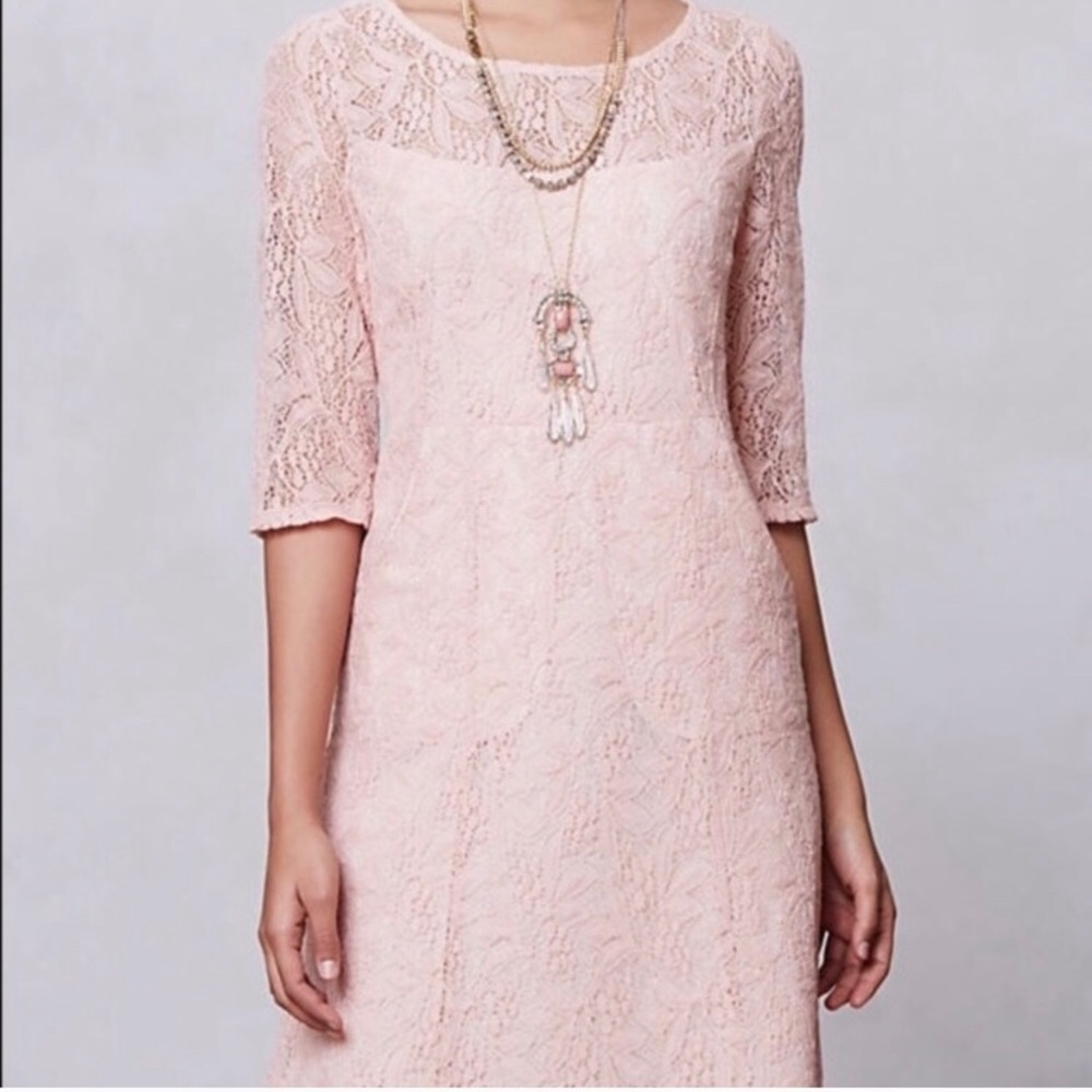 Anthropologie Maeve Pink Lace Dress